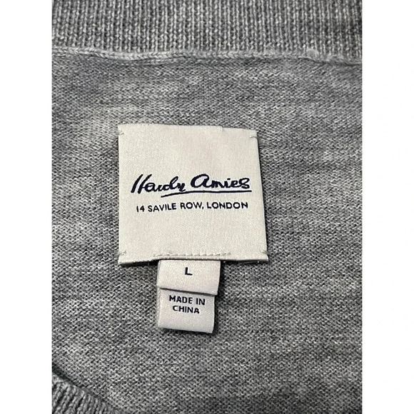 Hardy Amies Sweater Men’s Size L Gray Teal Merino Wool‎ Crew Savile Row London - Picture 7 of 9